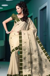 Skin Brown Printed Artificial Silk Saree