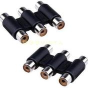 3 RCA Joiner Extender Coupler Female Jack