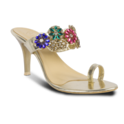 Womens High Heels Gold-Multi Cherry Blossom
