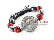 White and Red Color Rhinestone Ball Watch Drawstring Bracelet Is Sold