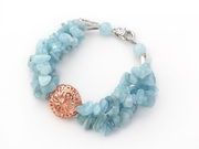 Light Blue Bracelet with Golden Rose Color Ball is US$ 4.99