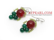 2013 Christmas Design Green Agate and Carnelian Earrings 