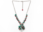 Red Coral and Clear Crystal and Turquoise Necklace is US$3.69