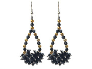Black Crystal and Golden Color Metal Beads Earrings are US$2.93