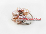 Classic Design Pink and Purple Freshwater Peal Adjustable Ring
