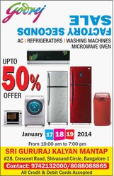 Godrej appliances factory second sale — Bangalore