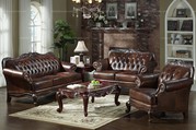 European Style Living Room Leather 3 - piece Sofa Set