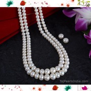Semi Round Graded Pure Pearls Necklaces - Twin