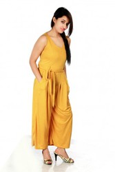 Ladyoye- Charming Mustard Red Dotted Jumpsuit