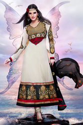 Off white With Black Embroidery Salwar Suit