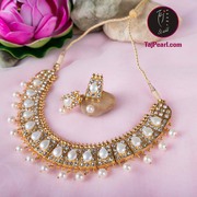 Gold plated pure pearl necklaces (Shipping Free in India)