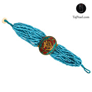 Taj Pearl Beaded Designer Bracelet Blue