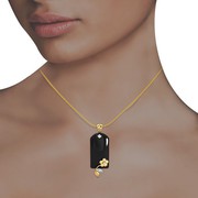  Black onyx Linga designed with golden flower Pendant 