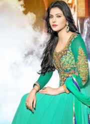 VandV Embroidery Handwork Cyan Anarkali Suit very low price only 1999