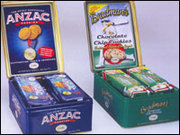 WANTED ANZAC & Bradman Unibic Biscuit Gift tins issued in 2003