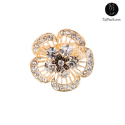 Taj Pearl White Crystal Floral Designer Ring