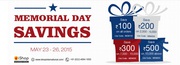 Memorial Day Offer on May 23 - 26, Ishopinternational