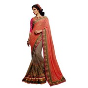 Jugniji Pink n Grey Designer Saree