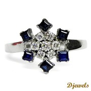Djewels - Diamond Rings in Round Shape with Natural Blue Sapphire