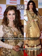 Indian Bollywood Diya Mirza Golden Heavy Semi-Stitched lehenga