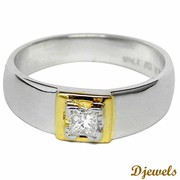 Unisex Solitaire Engagement Ring with white gold