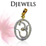 Diamond Om Pendant in 14K Hallmarked Gold 
