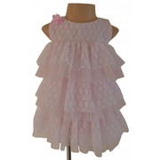 Multi-Layered Pink and White Ruffle Dress for Special occasions