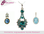 Purches Synthetic Aquamarine Silver Pendant from Angle jewels
