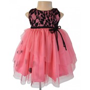 Onionpink And Black Net Ballerina Dress For Your Child