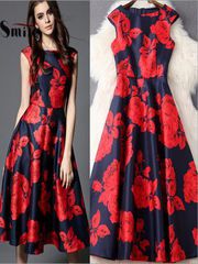 Navy Rose Printed Dress by Trolley Kart       