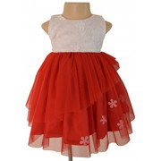 Red And Ivory Applique Ceremony Dress For Your Little Angel