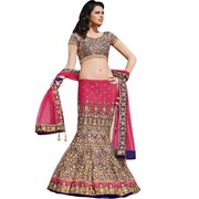 Pink and Blue Heavy Embroidered Designer Lehenga Choli