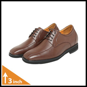 Mens Brown Leather Height Increasing Shoes