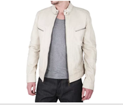 Stay stylish with Slim Fit Ivory Leather Jackets for Men