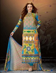 Buy Multicolor Cotton Satin Salwar Kameez