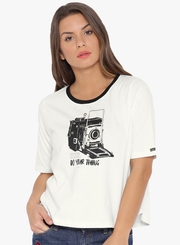 white color half sleeve t shirt for women