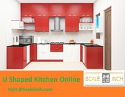 U Shaped Wooden Kitchen