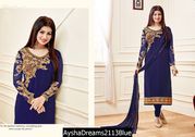 Georgette with emb work+stone Salwar Kameez-  (Semi-Stitched)