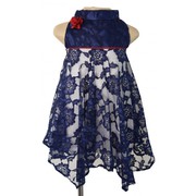 Navy Blue Lace Handkerchief Dress From Faye