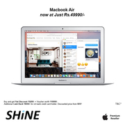 Apple Macbook Air 128GB Greatest Offer & Flat Discount only at SHINE 