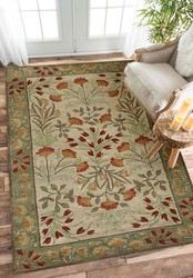 Rugsville Adeline Beige Green Wool Rug 10500