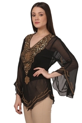 Black georgette kurta with full sleeves