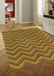 Rugsville Chevron Southwestern Green Beige Wool jute Handmade Dhurrie Rug