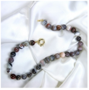 RAINBOW AGATE BEADED STERLING SILVER NECKLACE