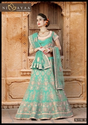 Lehenga Cholis- Buy Latest Silk Aqua Lehenga Cholis Online Shoppyzip