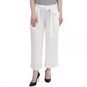 Cotton Pleated Basic Wide Leg Palazzo Pants With Elastic Waist