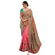 Viva N Diva Beige And Pink Colored Jacquard Silk And Tussar Silk Saree