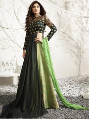 Breezy green ceremonial wear cotton designer salwar suit