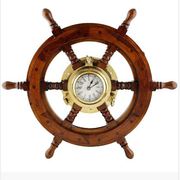 Premium Nautical Decor Ship Wheel | Brass Porthole Clock (18 Inches)