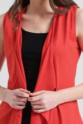 Texco Women Red Waterfall Sleeveless Stylish Shrug